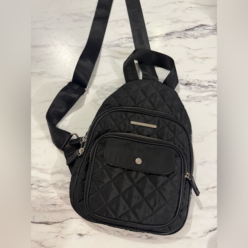 Steve Madden Crossbody Black Quilted Backpack